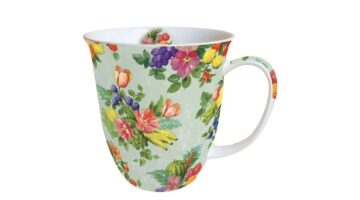 AMB.18413155 Flowers and Fruits Green porcelánbögre 0