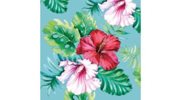 AMB.13313146 Hibiscus Floral Petrol papírszalvéta 33x33cm