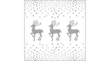 AMB.33311081 Deer And Dots White/Silver papírszalvéta 33x33cm