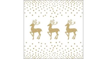 AMB.33311082 Deer And Dots White/Gold papírszalvéta 33x33cm
