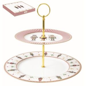 R2S.1105NUTC Porcelán süteményes állvány 2 emeletes 19/27cm dobozban