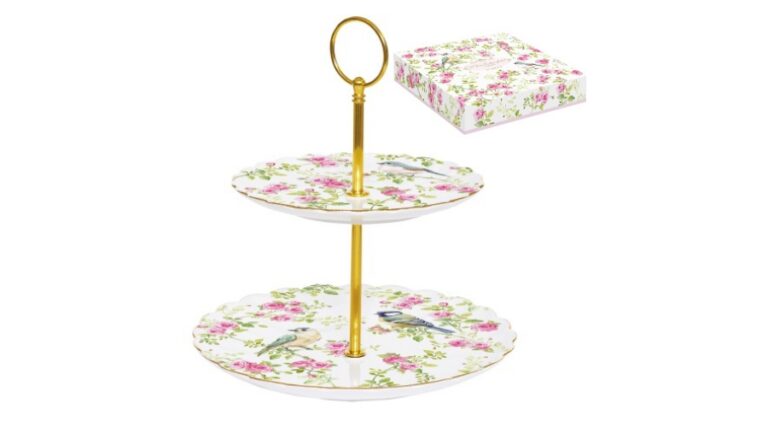 R2S.1284SPRI Porcelán süteményes állvány 2 emeletes 16/21cm dobozban