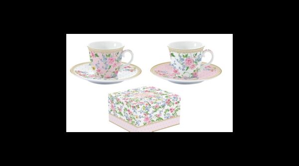 R2S.1107GAJO Porcelán eszpresszócsésze+alj 2 személyes 80ml