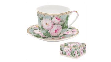 R2S.1454ROBL Porcelán reggelizőcsésze+alj 400ml dobozban