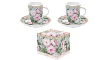 R2S.1460ROBL Porcelán eszpresszócsésze+alj 2 személyes 50ml dobozban