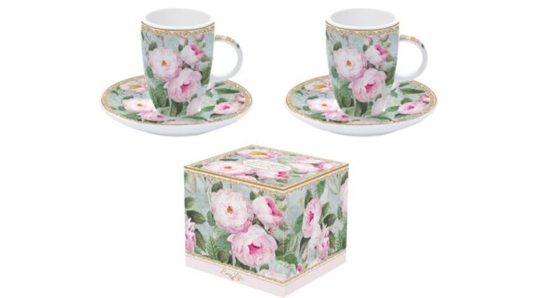 R2S.1460ROBL Porcelán eszpresszócsésze+alj 2 személyes 50ml dobozban