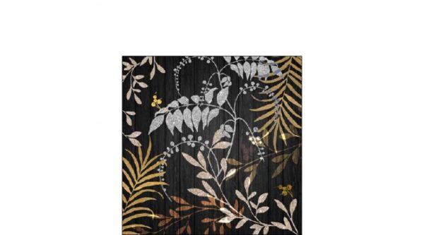 AMB.12516975 Luxury Leaves Black papírszalvéta 25x25cm