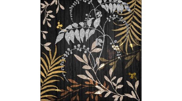 AMB.13316975 Luxury Leaves Black papírszalvéta 33x33cm
