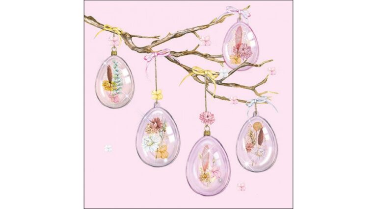 AMB.13317605 Glass Eggs Rose papírszalvéta 33x33cm