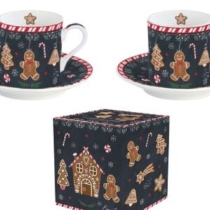 R2S.211GING Porcelán eszpresszócsésze+alj 2 személyes 75ml dobozban