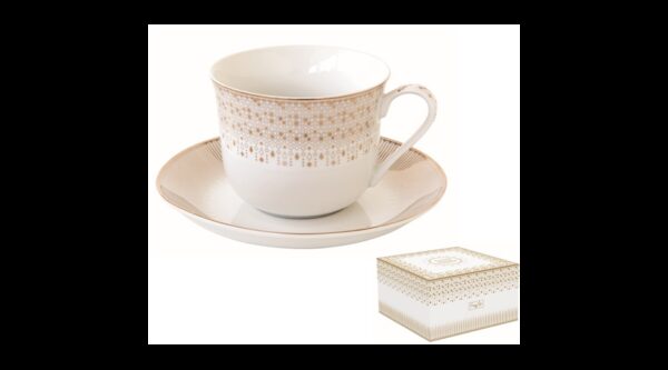 R2S.1182FESV Porcelán reggelizőcsésze+alj 370ml dobozban