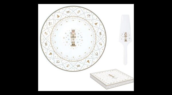 R2S.1112RNUT Porcelán tortatál lapáttal 32cm dobozban