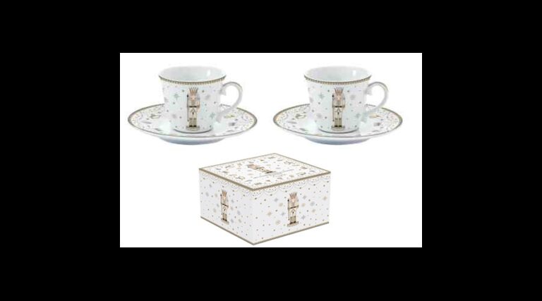R2S.1107RNUT Porcelán eszpreszócsésze+alj 2 személyes 80ml
