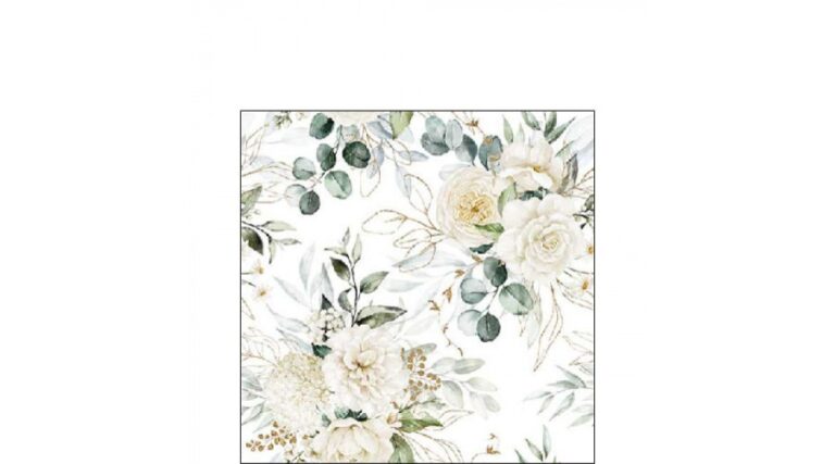 AMB.12518455 Eucalyptus and roses papírszalvéta 25x25cm