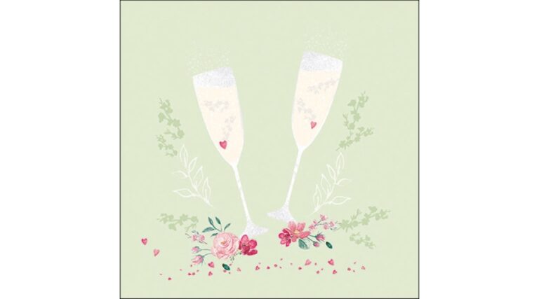 AMB.13318475 Champagne glasses green papírszalvéta 33x33cm