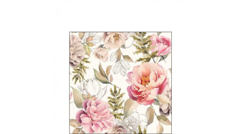 AMB.12518131 Peonies composition cream papírszalvéta 25x25cm