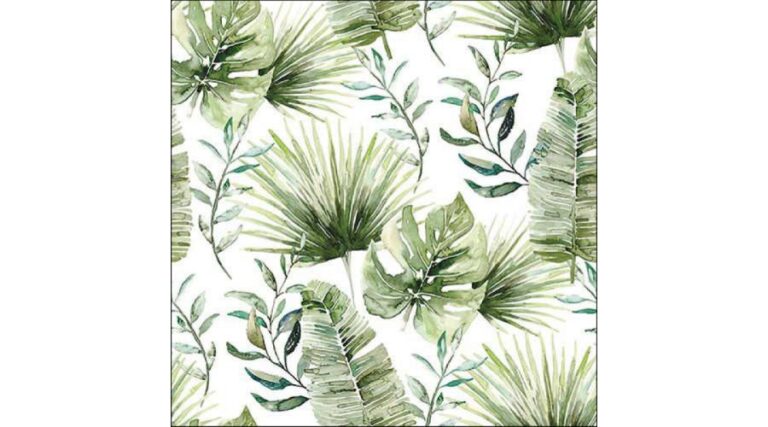 AMB.13318215 Jungle leaves white papírszalvéta 33x33cm