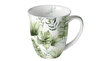 AMB.18418215 Jungle leaves white porcelánbögre 0
