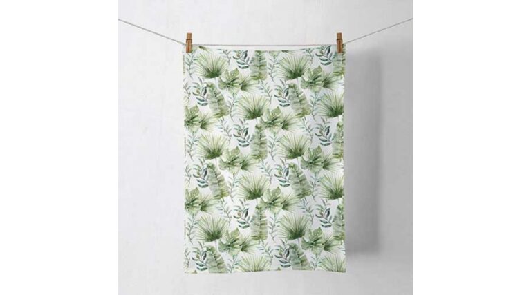 AMB.17818215 Jungle leaves white konyharuha 50x70cm