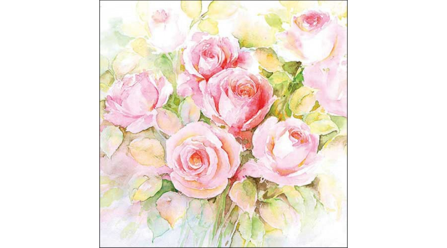 AMB.13318370 Watercolour roses papírszalvéta 33x33cm