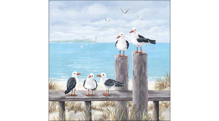 AMB.13318170 Seagulls on the dock papírszalvéta 33x33cm