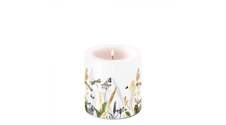 AMB.19217470 Ornamental Flowers White átvilágítós gyertya 8x7