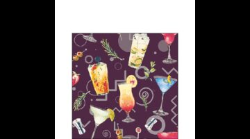 AMB.12517226 Cocktail Party Aubergine papírszalvéta 25x25cm