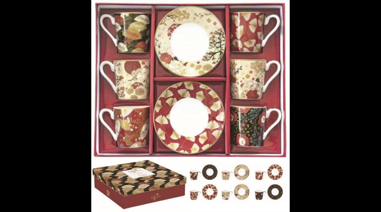 R2S.126KIMO Porcelán eszpresszócsésze+alj 6 személyes 100ml dobozban