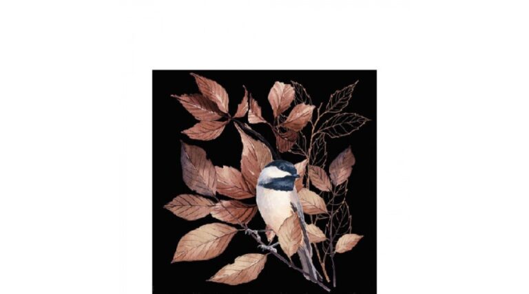AMB.12517790 Lovely Chickadee black papírszalvéta 25x25cm