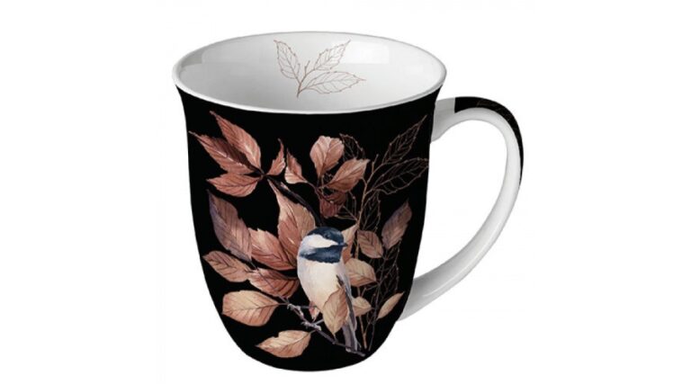 AMB.18417790 Lovely chickadee black porcelánbögre 0