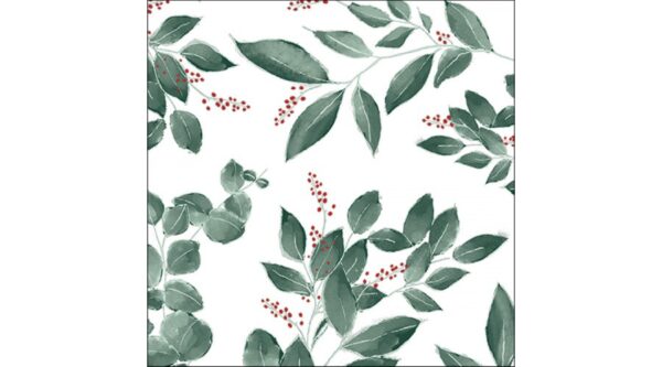 AMB.13318046 Leaves and berries white papírszalvéta 33x33cm