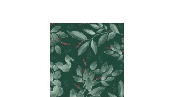 AMB.12518045 Leaves and berries green papírszalvéta 25x25cm