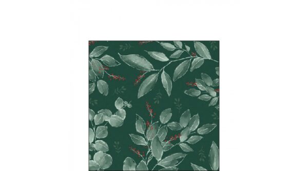 AMB.12518045 Leaves and berries green papírszalvéta 25x25cm