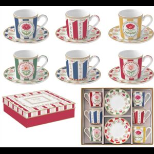 R2S.126FLRY Porcelán eszpresszócsésze+alj 6 személyes