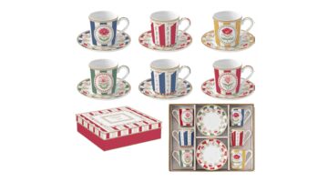 R2S.126FLRY Porcelán eszpresszócsésze+alj 6 személyes