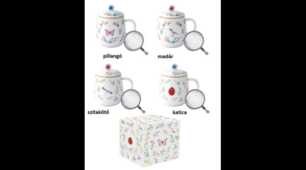 R2S.1370FGAR Porcelán szűrősbögre tetővel