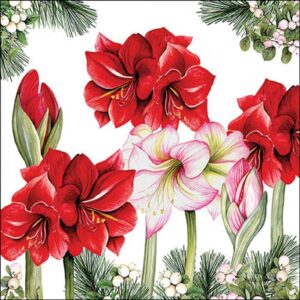 AMB.33320275 Blooming amaryllis white papírszalvéta 33x33cm