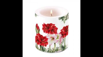 AMB.39320275 Blooming amaryllis white átvilágítós gyertya 10x10xcm