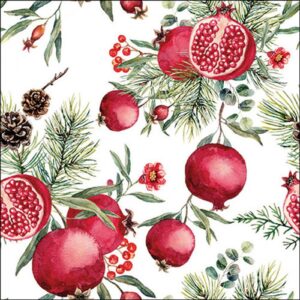 AMB.33320155 Pomegranates white papírszalvéta 33x33cm