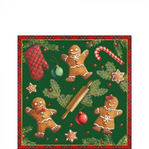 AMB.32518882 Gingerbread cookies green papírszalvéta 25x25cm