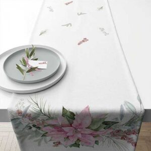 AMB.36620285 Pink poinsettia asztali futó 40x150cm