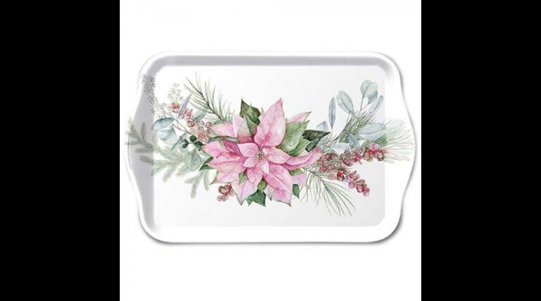 AMB.33720285 Pink poinsettia műanyag kistálca 13x21cm