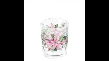 AMB.37320285 Pink poinsettia üveg mécsestartó 5