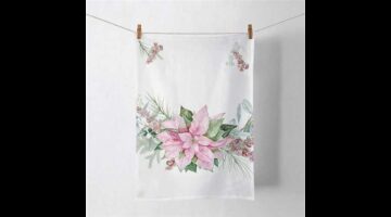 AMB.37820285 Pink poinsettia konyharuha 50x70cm