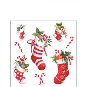 AMB.32520200 X-mas stockings white papírszalvéta 25x25cm