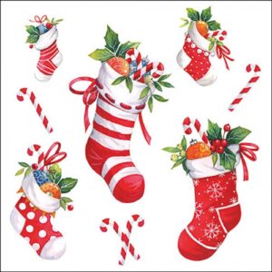 AMB.33320200 X-mas stockings white papírszalvéta 33x33cm