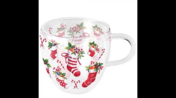 AMB.34420200 X-mas stockings white duplafalú borosilicate üvegcsésze 0