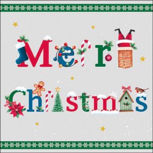 AMB.33320207 Merry message green papírszalvéta 33x33cm