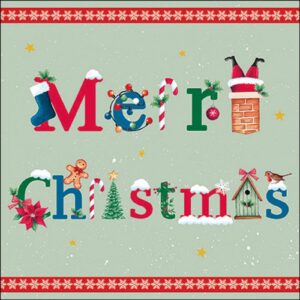 AMB.33320208 Merry message sage papírszalvéta 33x33cm