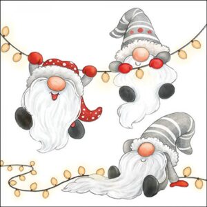 AMB.33320185 Gnomes on the light chain white papírszalvéta 33x33cm